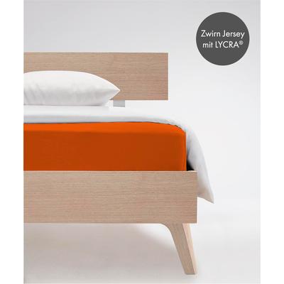 Spannbettlaken FLEURESSE "Comfort", orange (terrakotta), B:180cm L:200-220cm, Jersey-Elasthan, Obermaterial: 96% Baumwolle, 4% Elasthan (LYCRA), Laken, Spannbettlaken, langlebig & bügelfrei,Perfekte Passform durch POWER-STRETCH Image