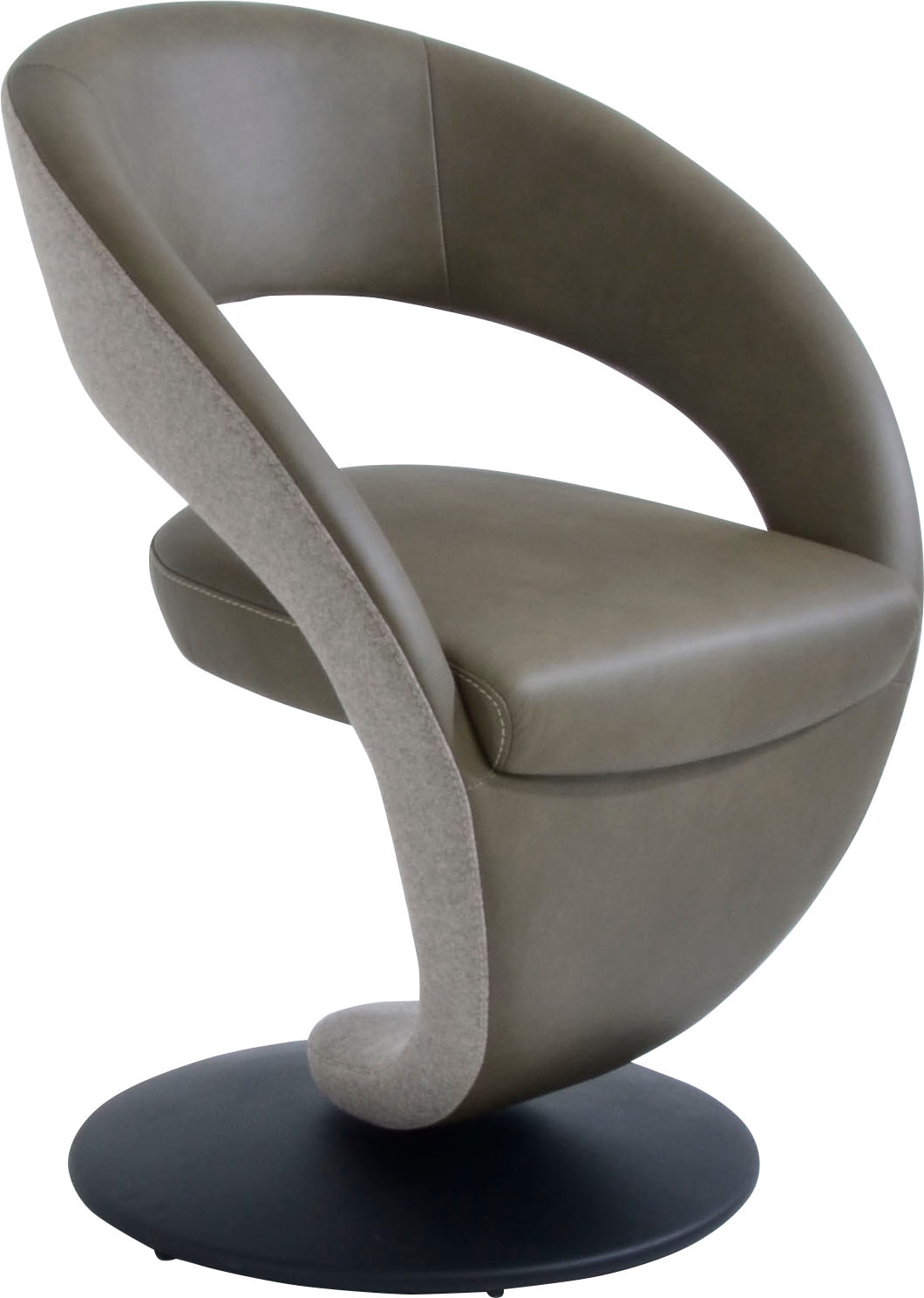 Drehstuhl K+W KOMFORT & WOHNEN "Wave", grün (kaktus 21, delfin 85, schwarz), B:62cm H:86cm T:61cm, Stühle, Drehstuhl, Design-Drehstuhl, Drehteller in Metall schwarz, Farbkombination