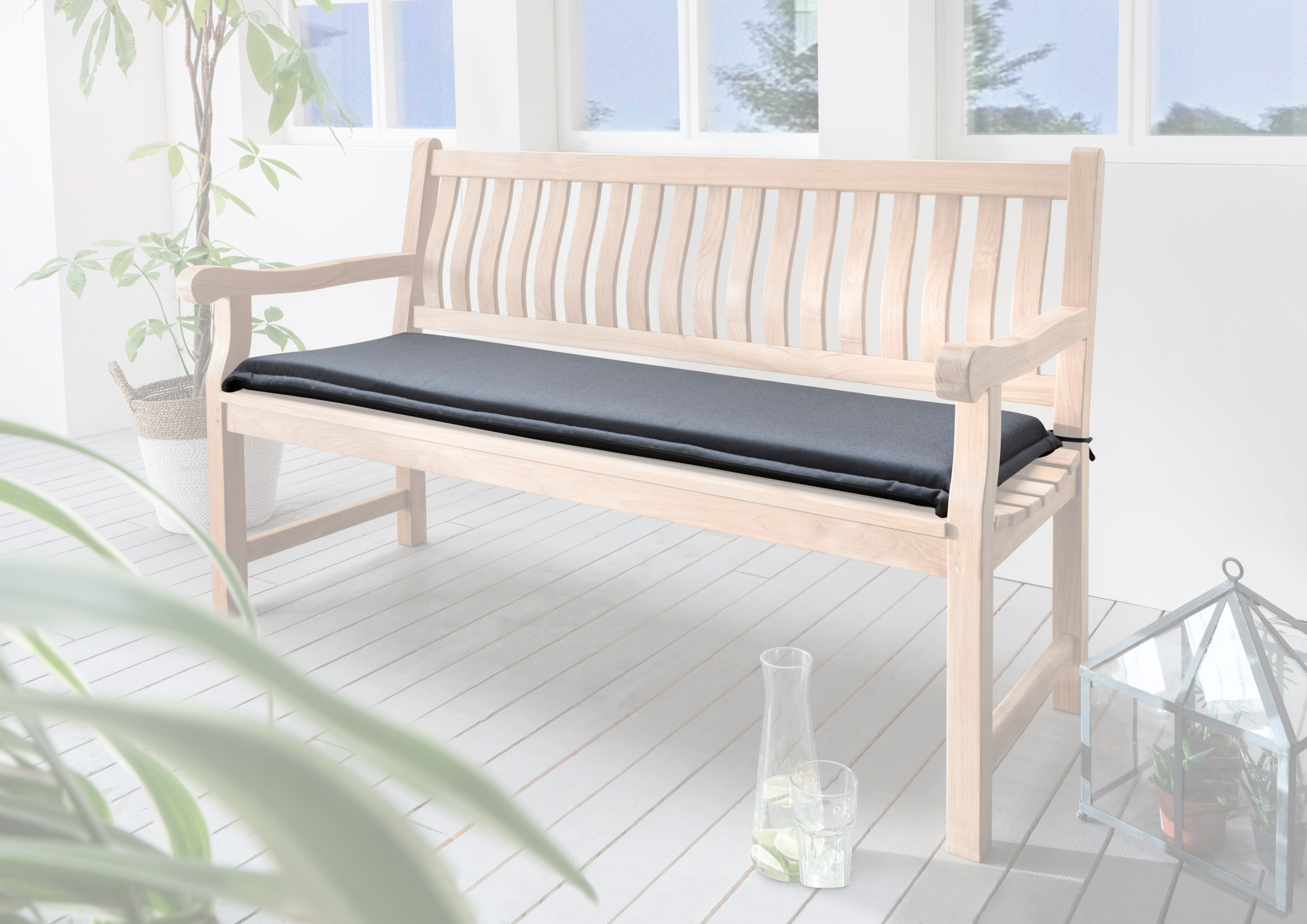 Bankauflage DESTINY "POLSTER", grau, B:130cm T:45cm, Obermaterial: 100% Polyester. Füllung: 100% Polyurethan, Polsterauflagen, Bankauflage, Polyester