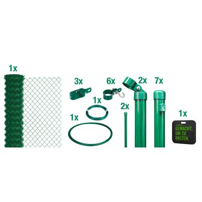 Maschendrahtzaun ALBERTS, grün, H:150cm, Stahl, Zaunelemente, Höhe: 80 - 200 cm, Gesamtlänge: 15 - 100 m, zum Einbetonie