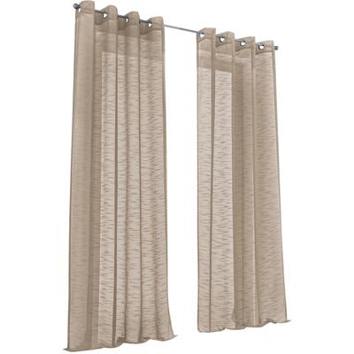 Vorhang KUTTI "Celtic" Gr. 1, grau (taupe), B:140cm H:145cm, Polyester, Gardinen, Gardine halbtransparent, Leinenoptik, Effektgarn Image