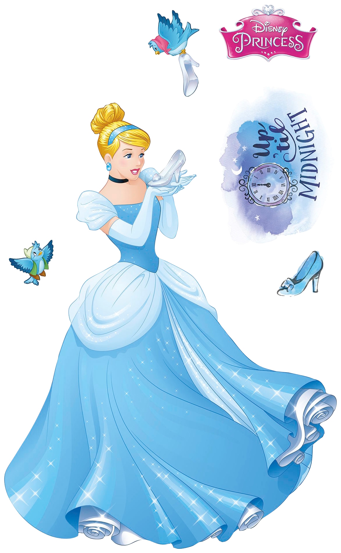 Vliestapete KOMAR "Selbstklebende Vlies - Cinderella XXL - Größe 127 x 200 cm", bunt (blau, gelb, weiß), B:127m L:200m, Vlies, Tapeten, Kinderzimmer