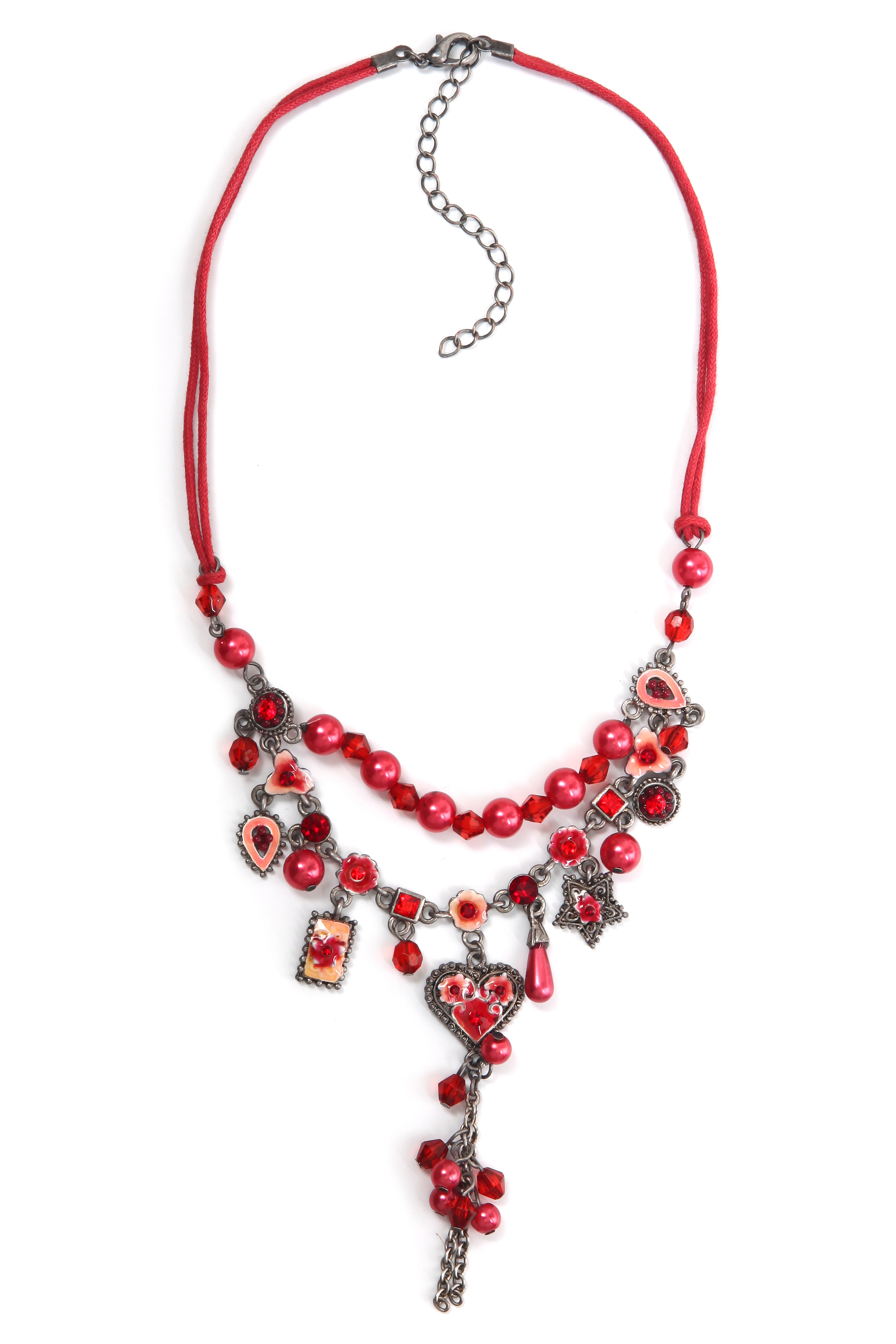 Kette mit Anhänger ALLGÄU REBELL "Cate", Damen, Gr. onesize, Metall, rot, Basic, Halsketten, mit kleinen Glassteinen Image