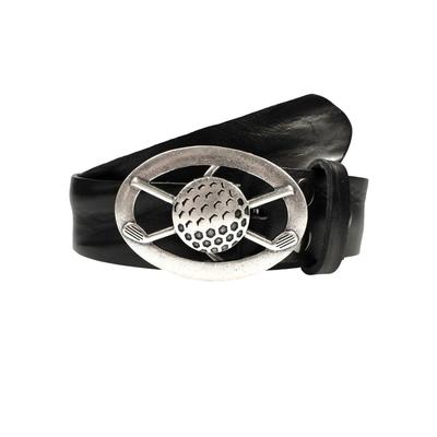 Ledergürtel, Damen, Gr. 80, schwarz, Leder, RETTUNGSRING BY SHOWROOM 019, unifarben, casual,modisch, Gürtel, mit austauschbarer Schließe »Golfball Oval Offen« Image