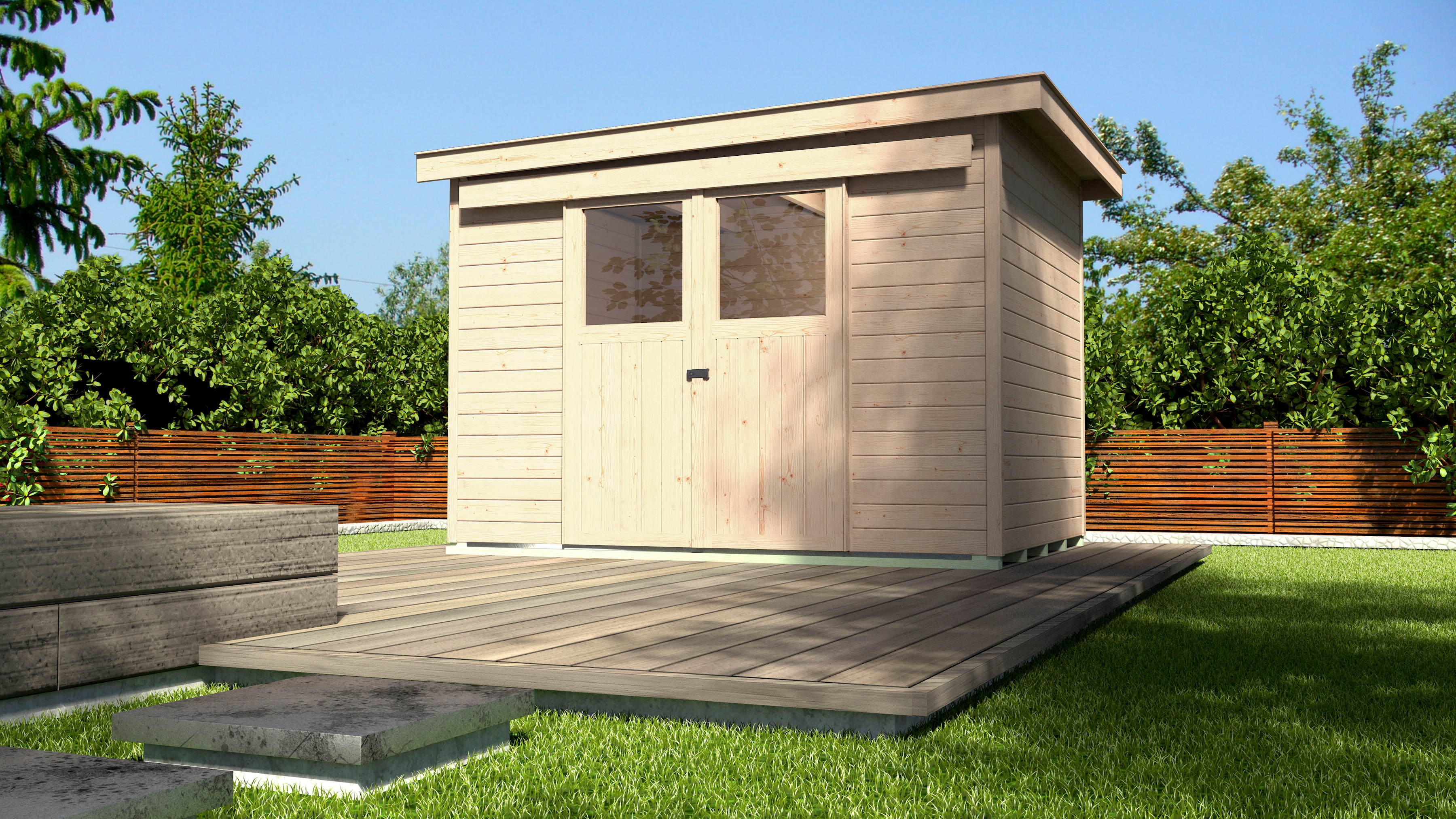 Gartenhaus WEKA "Gr. 1", beige (naturbelassen), Fußboden im Gartenhaus, ohne Dacheindeckung, Massivholz, Gartenhäuser, Gartenhaus