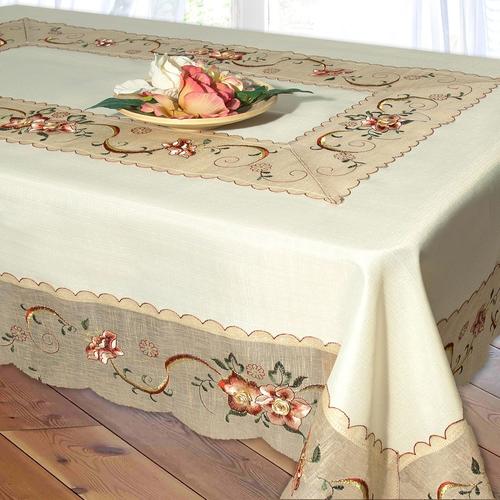 "Tischdecke DELINDO LIFESTYLE ""Rosenblüten"" Tischdecken Gr. B/L: 130 cm x 180 cm, 1 St., eckig, beige Tischdecken"