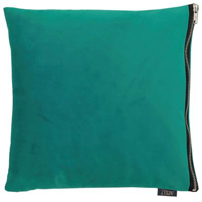 Dekokissen APELT "TASSILO" Gr. 1, blau (petrol, unifarben), B:46cm L:46cm, Polyester, Dekokissen_Sitzkissen_Kissenhüllen, Uni, Samt, Kissenhülle ohne Füllung, 1 Stück Image