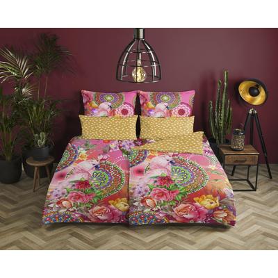 Wendebettwäsche HIP "Nevine", bunt (rosa, ocker), B/L: 155cm x 220cm, , Satin, B/L: 80cm x 80cm, Satin, Obermaterial: 100% Baumwolle, Bettwäsche, Mako-Satin, 155x220, Reißverschluss, Wendeoptik, Bunt, Rosa, Papagei Image