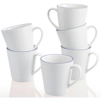 Becher RETSCH ARZBERG "Heike Blaurand", weiß (weiß, blau), 250ml, 6 tlg., Porzellan, Trinkgefäße, 6-teilig, Made in Germany Image