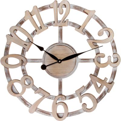 Wanduhr "- Natur -", beige (natur), B:60cm H:5,5cm T:6cm, MYFLAIR MÖBEL & ACCESSOIRES, Wanduhren, XXL, rund, Ø 60 cm, dekorativ in Küche & Wohnzimmer Image