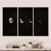 Design Art Moon Phases In The Night Sky - Modern Framed Canvas Wall Art Set Of 3 Canvas, Wood in Black/White | 20 H x 36 W x 1 D in | Wayfair