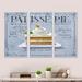 Design Art Patisserie 9 - Cottage_General Framed Canvas Wall Art Set Of 3 Canvas, Wood in Blue | 32 H x 48 W x 1 D in | Wayfair FL25277-3PXL-WH