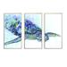 Design Art Sea Turtle - Tropical Framed Canvas Wall Art Set Of 3 Canvas, Wood in Blue/Indigo | 28 H x 36 W x 1 D in | Wayfair FL25683-3P-MA