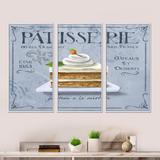 Design Art Patisserie 9 - Cottage_General Framed Canvas Wall Art Set Of 3 Canvas, Wood in Blue/Brown | 20 H x 36 W x 1 D in | Wayfair