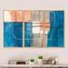 Design Art Modern Simply Blue - Modern & Contemporary Framed Canvas Wall Art Set Of 3 Canvas, Wood in Blue/Orange | 32 H x 48 W in | Wayfair