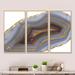 Design Art Golden Core Agate - Glam Framed Canvas Wall Art Set Of 3 Canvas, Wood in Blue/Gray | 20 H x 36 W x 1 D in | Wayfair FL25711-3PS-MA