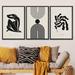 SIGNLEADER Black Matisse Dancer Lar Gerbe Plant Mid Century Modern Wall Art Framed On Canvas 3 Pieces Print Canvas in White | Wayfair 8022272769043