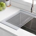 Kraus Kore Over the Sink Dish Rack Stainless Steel/Silicone in Gray | 0.375 H x 16.875 W x 12 D in | Wayfair KRM-11YL