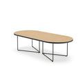 17 Stories Sigitas Oval Coffee Table Wood/Metal in Brown/Gray | 14 H x 54 W x 24 D in | Wayfair 3993812F4D7E488FA78FD372B3E2D03D