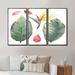 Bayou Breeze Tropical Flowers & Greem Leaves On White - Tropical Framed Canvas Wall Art Set Of 3 Metal in Green/Red | 32 H x 48 W x 1 D in | Wayfair