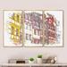 Red Barrel Studio® Traditional German Architecture Cityview - Mid-Century Modern Framed Canvas Wall Art Set Of 3 Metal in Indigo/Red/Yellow | Wayfair