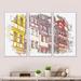 Red Barrel Studio® Traditional German Architecture Cityview - Mid-Century Modern Framed Canvas Wall Art Set Of 3 Metal in Indigo/Red/Yellow | Wayfair