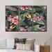 Bayou Breeze Purple Tropical Flowers w/ Green Leaves II - Tropical Framed Canvas Wall Art Set Of 3 Canvas, in White | 20 H x 36 W x 1 D in | Wayfair