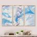 Orren Ellis Blue & Pink Liquid Art II - Modern Framed Canvas Wall Art Set Of 3 Canvas, Wood in White | 20 H x 36 W x 1 D in | Wayfair