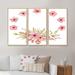 Red Barrel Studio® Sakura Blossom Petal Wreath - Traditional Framed Canvas Wall Art Set Of 3 Canvas, Wood in White | 20 H x 36 W x 1 D in | Wayfair