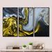 Orren Ellis Gold & Yellow Marble Clouds II - Modern Framed Canvas Wall Art Set Of 3 Canvas, Wood in White | 20 H x 36 W x 1 D in | Wayfair