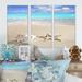 Rosecliff Heights Caribbean Beach Starfish - 3 Piece Photograph on Canvas Metal in Blue/White | 32 H x 48 W x 1 D in | Wayfair