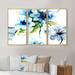 Winston Porter Seamless Summer Blue Flowers - Floral Framed Canvas Wall Art Set Of 3 Canvas, Wood in White | 20 H x 36 W x 1 D in | Wayfair