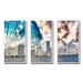 Latitude Run® Miami Skyline w/ Clouds - Cityscape Framed Canvas Wall Art Set Of 3 Metal in Blue/Brown/Green | 32 H x 48 W x 1 D in | Wayfair