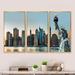 Latitude Run® New York City Skyline Panorama - 3 Piece Floater Frame Photograph on Canvas Canvas, Wood in Blue | 20 H x 1 D in | Wayfair