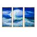 Longshore Tides Waves Breaking During Wild Ocean Tide - 3 Piece Floater Frame Painting on Canvas Metal in Blue/White | 32 H x 48 W x 1 D in | Wayfair