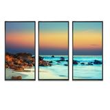 Rosecliff Heights Sunset Over Blue Sky - 3 Piece Floater Frame Photograph on Canvas Canvas, Wood in White | 28 H x 36 W x 1 D in | Wayfair