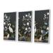 Red Barrel Studio® Chinoiserie w/ Birds & Peonies IV - 3 Piece Painting on Canvas Canvas, Wood in White | 20 H x 36 W in | Wayfair