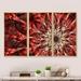 Red Barrel Studio® Red Symmetrical Flowers Pattern - 3 Piece Floater Frame Graphic Art on Canvas Canvas, in White | 28 H x 36 W x 1 D in | Wayfair
