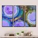 Everly Quinn Purple & Gold Luxury Abstract Fluid Art I - 3 Piece Floater Frame Graphic Art on Canvas Canvas, in White | Wayfair