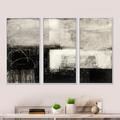 Orren Ellis A Geometric Day II - Mid-Century Modern Framed Canvas Wall Art Set Of 3 Canvas, Wood in Black/Gray | 32 H x 48 W x 1 D in | Wayfair