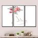 Everly Quinn Woman Silhouette w/ Red & Purple Flowers XII - Glam Framed Canvas Wall Art Set Of 3 Canvas, in White | 20 H x 36 W x 1 D in | Wayfair