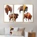 Foundry Select Exotic Wild Bisons - Patterned Framed Canvas Wall Art Set Of 3 Metal in Brown/White | 32 H x 48 W x 1 D in | Wayfair