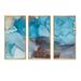 Everly Quinn Blue & Grey Luxury Abstract Fluid Art IV - Modern Framed Canvas Wall Art Set Of 3 Canvas, Wood in White | 28 H x 36 W x 1 D in | Wayfair