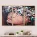 Everly Quinn Portrait of a Young Lady w/ Flowers II - Modern Framed Canvas Wall Art Set Of 3 Metal in Black/Blue | 32 H x 48 W x 1 D in | Wayfair