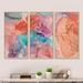 Everly Quinn Turquoise & Brown Luxury Abstract Fluid Art III - Modern Framed Canvas Wall Art Set Of 3 Canvas, in White | Wayfair