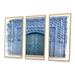 Latitude Run® Traditional Moroccan Ancient Wooden Entry Door - Traditional Framed Canvas Wall Art Set Of 3 Metal in Blue | Wayfair