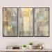 Wrought Studio™ Gold Square Watercolor - Modern & Contemporary Framed Canvas Wall Art Set Of 3 Canvas, Wood in White | 20 H x 36 W x 1 D in | Wayfair