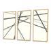 George Oliver Minimalist Black & White III - Mid-Century Modern Framed Canvas Wall Art Set Of 3 Metal in Brown | 32 H x 48 W x 1 D in | Wayfair