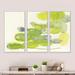 Wrought Studio™ Handpainted Green Leaves Impression - Mid_Century_Modern Framed Canvas Wall Art Set Of 3 Canvas, in White | Wayfair