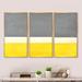 George Oliver Grey & Yellow Blue Abstract V - Modern Framed Canvas Wall Art Set Of 3 Metal in Gray/Yellow | 32 H x 48 W x 1 D in | Wayfair